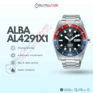 Alba Mechanical AL4291X1 Automatic Men Black Dial Stainless Steel Strap
