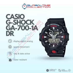 Casio G-Shock GA-700-1ADR Digital Analog Dial Black Resin Band