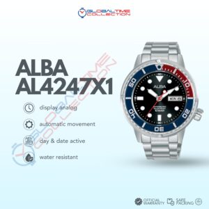 Alba Active AL4247X1 Automatic Men Pepsi Black Dial Stainless Steel Strap