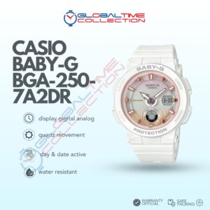 Casio Baby-G BGA-250-7A2DR Beach Traveler Digital Analog Dial White Resin Band