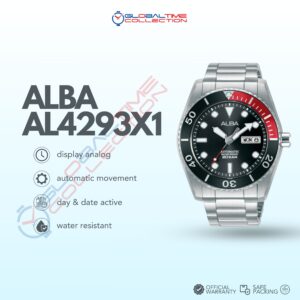Alba Mechanical AL4293X1 Automatic Men Black Dial Stainless Steel Strap