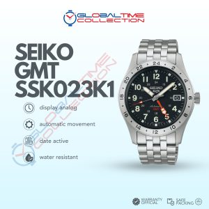 Seiko 5 Sports SSK023K1 GMT Field Sports Style Black Dial with Stainless Steel Strap