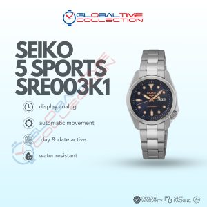 Seiko 5 Sports SRE003K1 5KX SKX Sports Style Automatic Dark Blue Dial Stainless Steel Strap