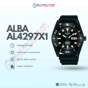Alba Mechanical AL4297X1 Automatic Men Black Dial Black Silicone Strap