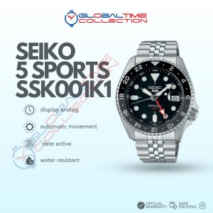 Jam Tangan Pria SEIKO 5 Sports GMT SSK001K1 Black Dial