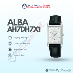 Alba Fashion AH7DH7X1 Ladies Silver Dial Black Leather Strap