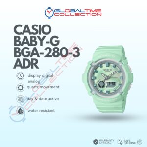 Casio Baby-G BGA-280-3ADR Standard Ladies Digital Analog Dial Green Mint Resin Band