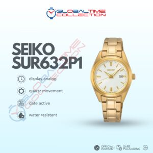 Seiko Classic SUR632P1 White Dial with Gold Stainless Steel Strap