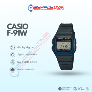 Casio General F-91W-1DG Classic Digital Dial Black Resin Band