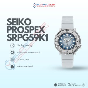 Seiko Prospex SRPG59K1 Save The Ocean Penguin Baby Tuna Automatic Divers 200M White Rubber Strap
