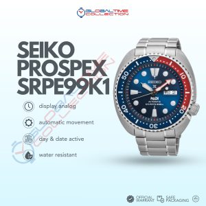 Seiko Prospex SRPE99K1 PADI Turtle Automatic Divers 200M Pepsi Blue Dial with Stainless Steel Strap