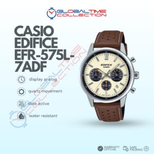 Casio Edifice EFR-575L-7ADF Standard Chronograph Dual Tone Dial Brown Leather Band