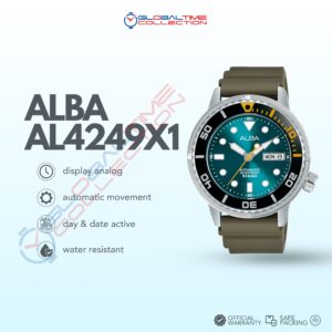 Alba Mechanical AL4249X1 Automatic Man Green Emerald Dial Green Army Rubber Strap