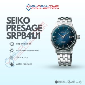 Seiko Presage SRPB41J1 Cocktail Time Blue Moon Blue Gradation Texture Dial Stainless Steel Strap
