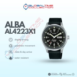 Alba Mechanical Field Military AL4223X1 Men Black Dial Black Nylon Strap