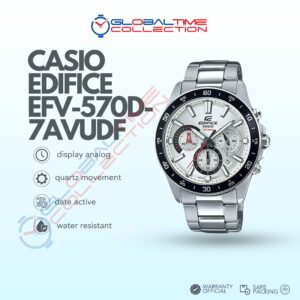 Casio Edifice EFV-570D-7AVUDF Chronograph Men Silver Dial Stainless Steel Band